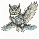 owl flying tattoo design idea