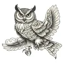 owl flying tattoo design idea