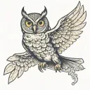 owl flying tattoo design idea