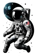 astronaut floating in space tattoo design idea