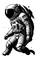 astronaut floating in space tattoo design idea