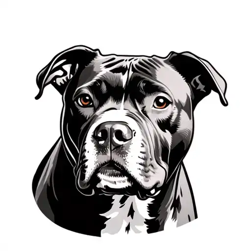 plain pitbull head outline tattoo design idea