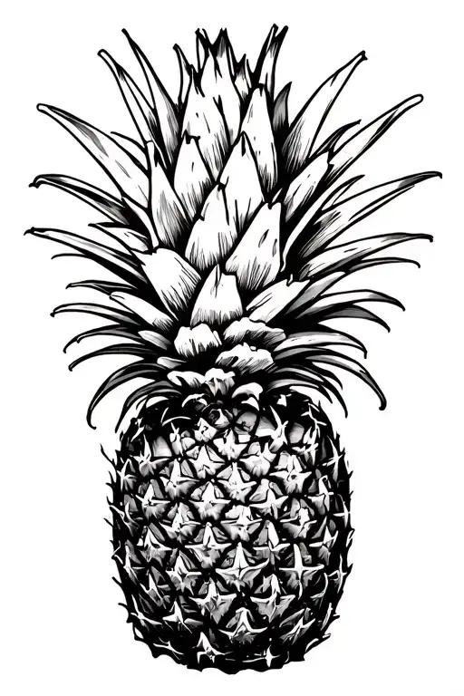 upside down pineapple tattoo design idea