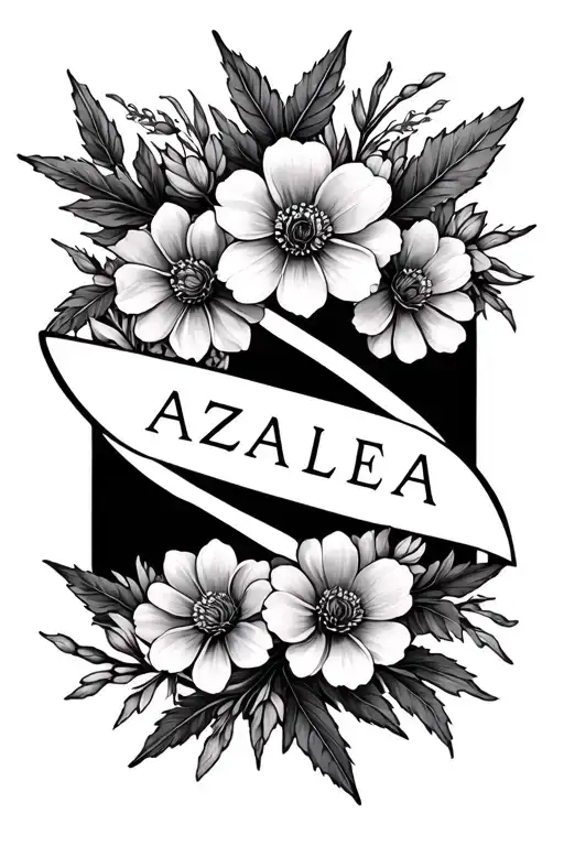 the name "azalea" with wild flowers and infinity symbol tattoo design idea