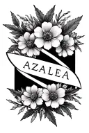 the name "azalea" with wild flowers and infinity symbol tattoo design idea