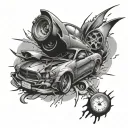 dad car crash,clock tattoo design idea