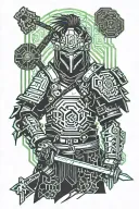 cyberpunk samurai standing tattoo design idea