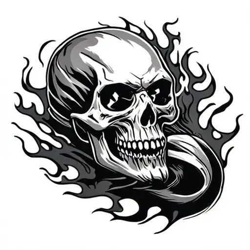 ghost rider skull flames tattoo design idea