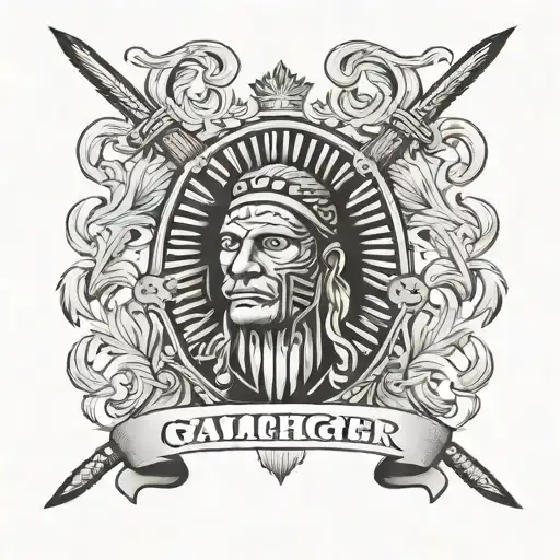 Gallagher family crest mixed with a blackfoot tribe symbol tattoo design idea