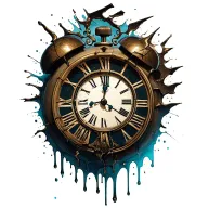 broken clock melting tattoo design idea