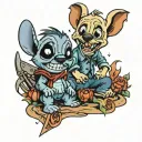 stitch and Micheal Myers and Scooby doo tattoo design idea