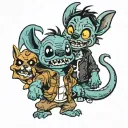 stitch and Micheal Myers and Scooby doo tattoo design idea