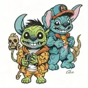stitch and Micheal Myers and Scooby doo tattoo design idea