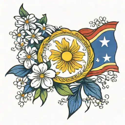 filipino flag surrounded by cheer blossoms   tattoo design idea