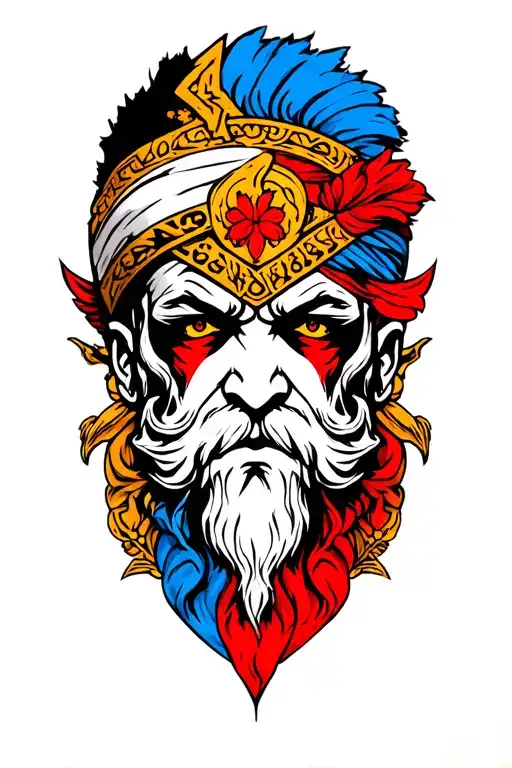 deus ares god of war a cores coloridas tattoo design idea