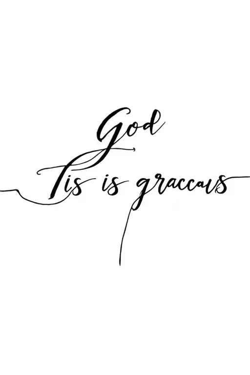 "God is gracious" one line tattoo design idea