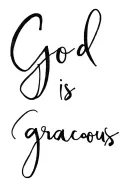 "God is gracious" one line tattoo design idea