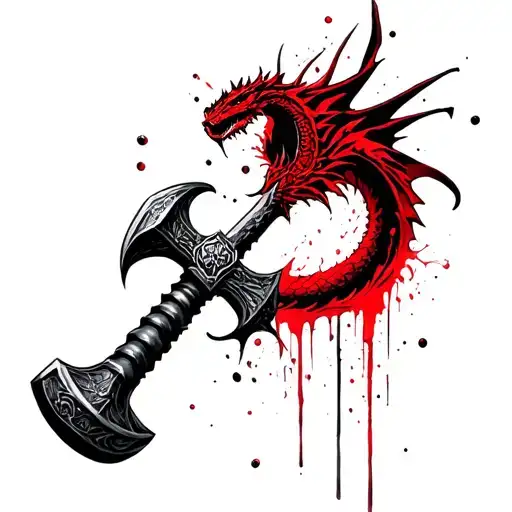 Jormungand entwined Mjolnir Hammer tattoo design idea