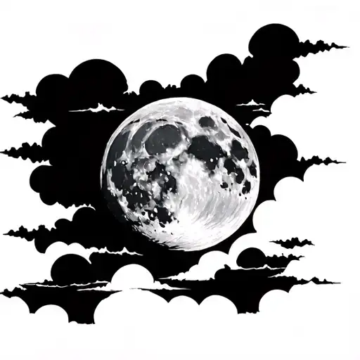 a full moon over clouds forming the shape tattoo design idea