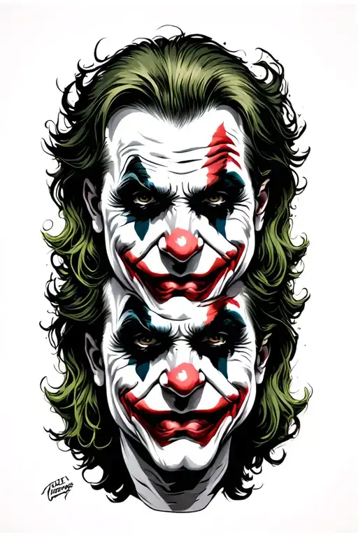 the joker three heads stackednon top of each other hear no evil see no evil speak no evil tattoo design idea