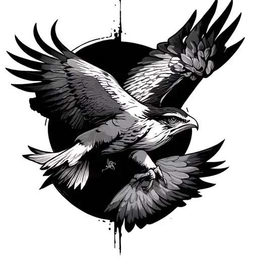 falcon diving arm sleeve tattoo design idea