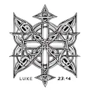 "Luke 23:34" celtic cross tattoo design idea