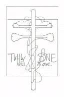 Cross tattoo out of the words "thy will be done"  tattoo design idea
