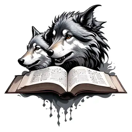 design a tattoo that alludes to having 3 sons and loving music and animals and books and dragons and wolves  tattoo design idea