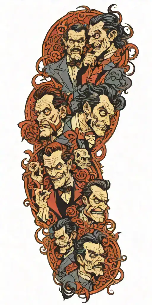 Jekyll and Hyde fighting each other tattoo design idea