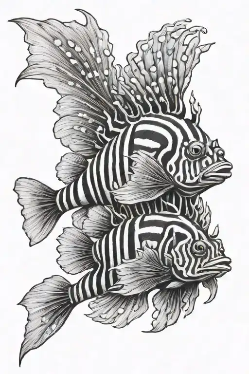 gemini lion fish tattoo design idea