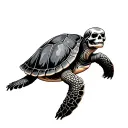 turtle with skull tattoo design idea