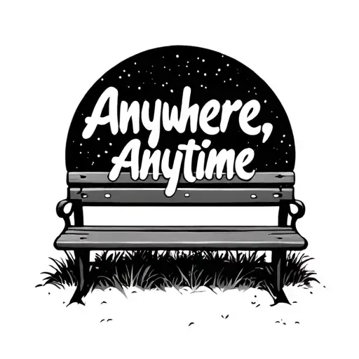 "Anywhere, Anytime" Park Bench tattoo design idea