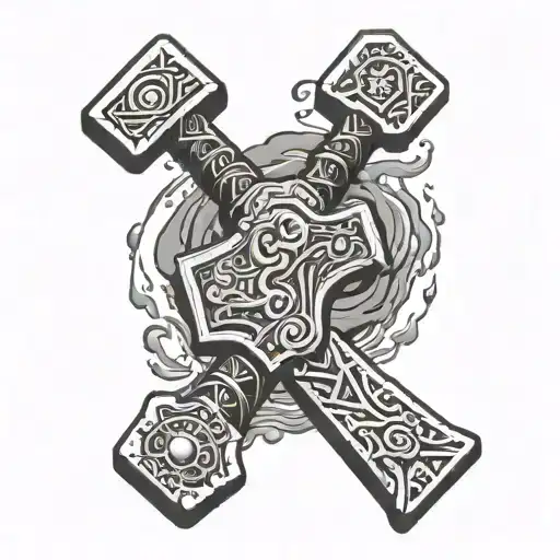 mjölnir thor's hammer tattoo design idea