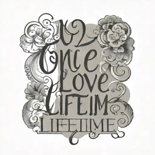 the quote "one love, one lifetime"  tattoo design idea