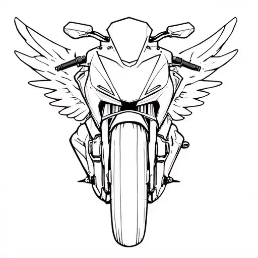 Silhouette of a KTM Duke 1399 in front, with some wings to the bottom tattoo design idea