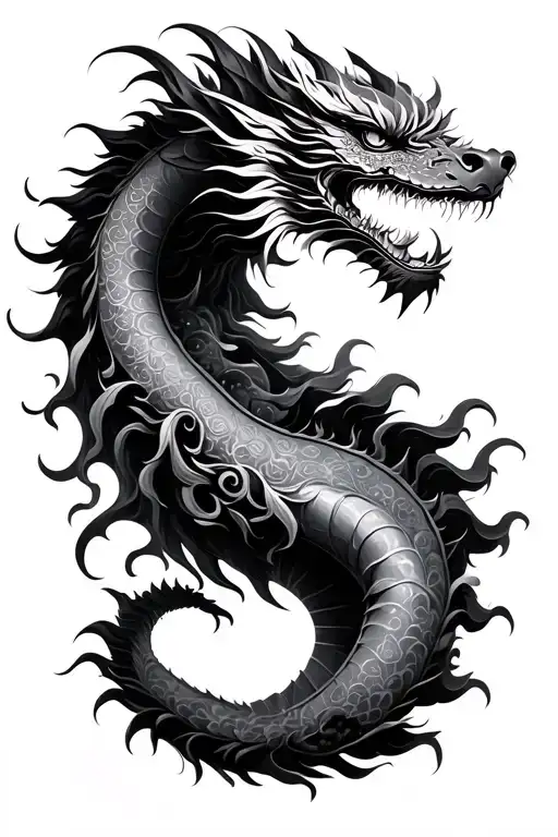 Chinese dragon , mandala , cosmic scene tattoo design idea