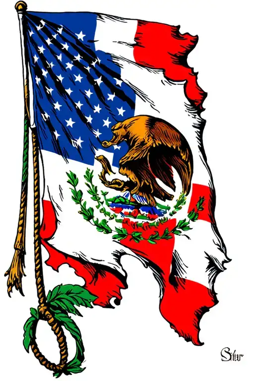 Mexican flag, American flag, Texas flag, Arkansas flag tattoo design idea