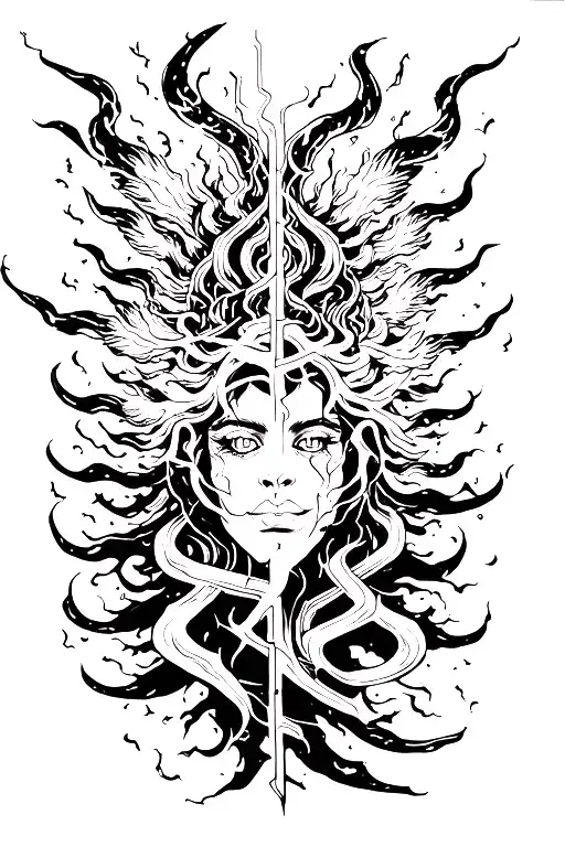 High Voltage electrical spark on aquarius zodiac sign tattoo design idea