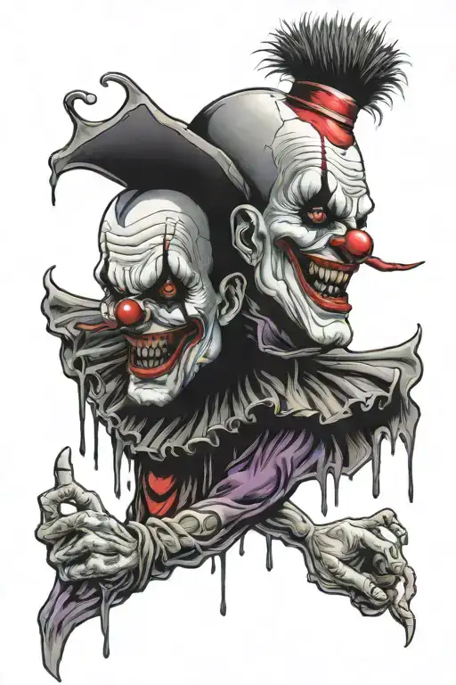 horror half sleeve featuring art the clown tattoo design idea