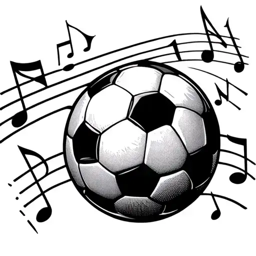 A tattoo design combining musical notes and soccer elements tattoo design idea