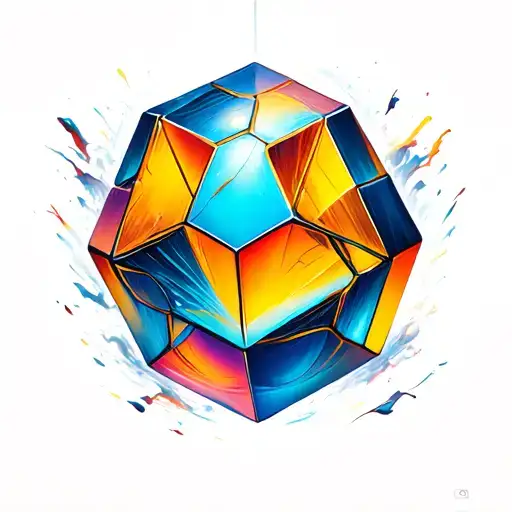 cube becoming a truncated cube, then beginning a sphere tattoo design idea