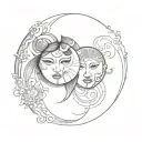 twin brother and sister ying yang symbol with two faces incorporated  tattoo design idea