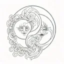 twin brother and sister ying yang symbol with two faces incorporated  tattoo design idea