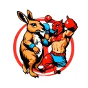 boxing kangaroo versus boxing devil tattoo design idea
