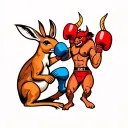 boxing kangaroo versus boxing devil tattoo design idea