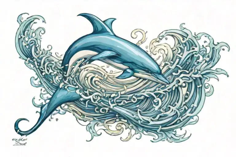 dolphin jumping through infinty sign tattoo design idea
