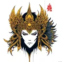 golden Thai warrior tattoo design idea