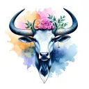 libra scales and feminine taurus bull tattoo design idea