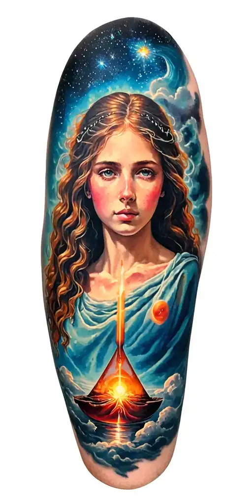 the alchemist, starry sky, heaven,  tattoo design idea