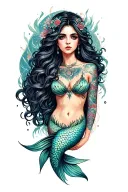 mysterious mermaid surrounded tattoo design idea